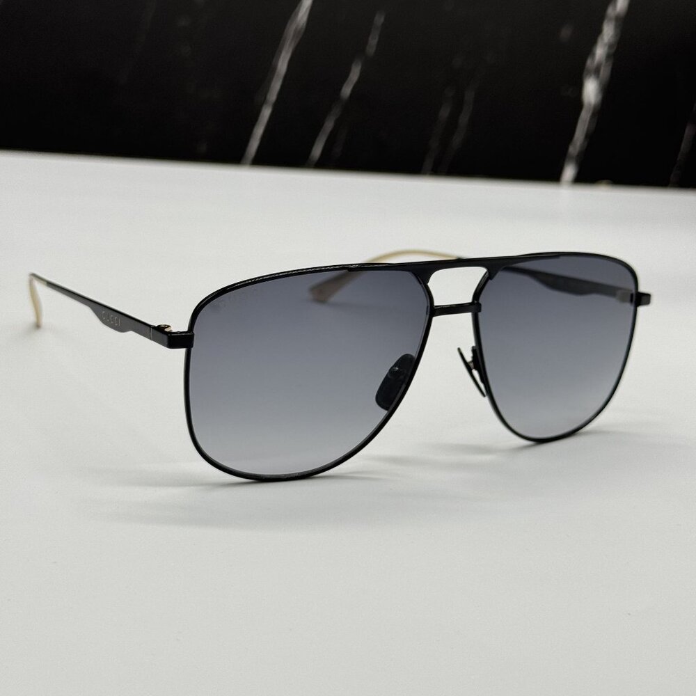 NEW GUCCI GG0336S 002 SUNGLASSES MEN BLACK/GRAY EYEWEAR - Picture 4 of 10